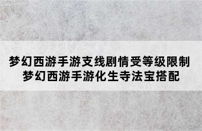 梦幻西游手游支线剧情受等级限制 梦幻西游手游化生寺法宝搭配